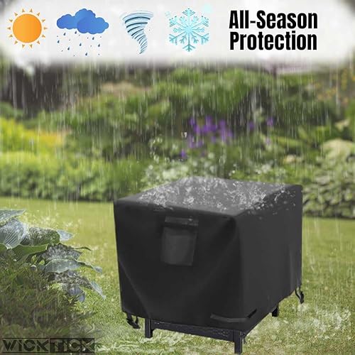 Miniatura 5 de WICKTICK Cubierta cuadrada para fogata de gas de 28 x 28 x 25 pulgadas, impermeable y resistente 600D para fogatas de propano de 28 x 28 pulgadas