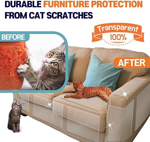 Miniatura 3 de HA SHI 10 Sheets 17x12 inch XXL - Cat Scratch Deterrent Tape - One  Double Sided Sticky - Furniture Couch Protectors from Cats