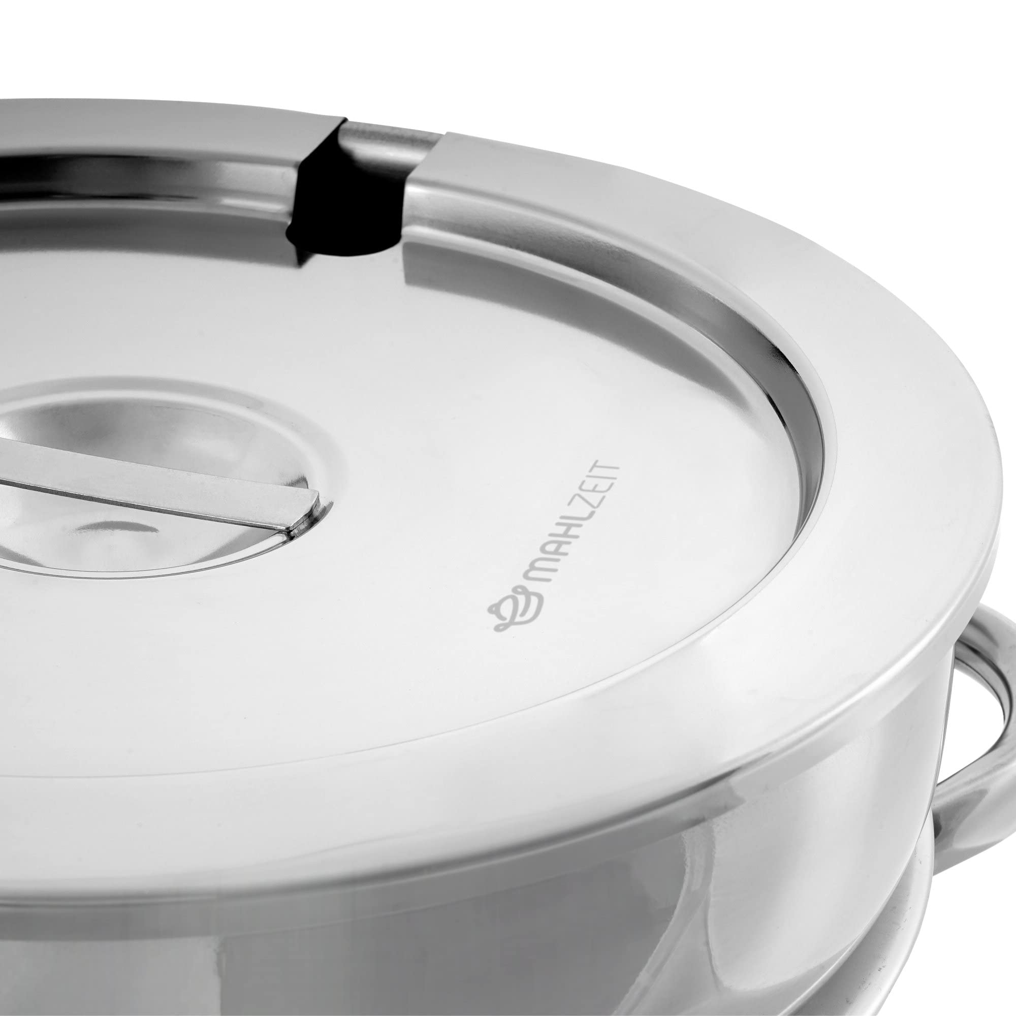 Mahlzeit Edelstahl Chafing Dish rund 7 Liter | Warmhaltebehälter Essen, Speisenwärmer, Wärmebehälter, Suppenwärmer, Bain Marie Suppentopf, Chafing Dish für Buffet, Catering, Gastro und Party