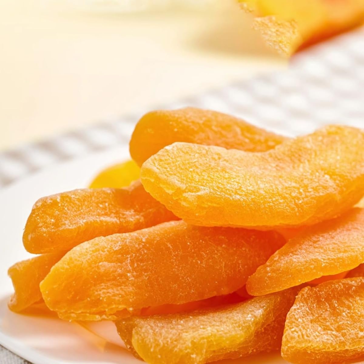 Getrocknete Gelbe Pfirsich Scheiben Fruchtiger Süß Sauer Lecker Snack