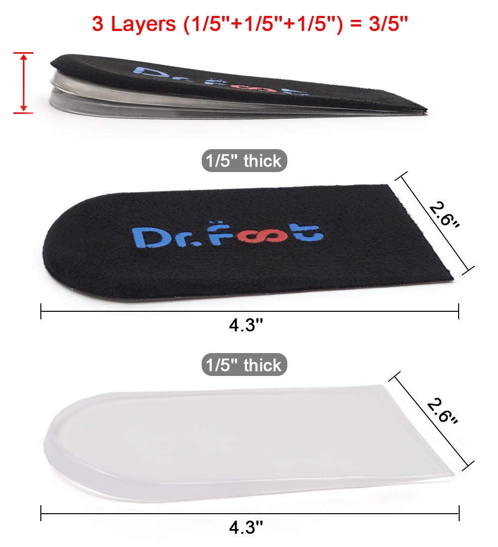 Dr.Foot Adjustable Orthopedic Heel Lift Inserts, Height Increase Insole