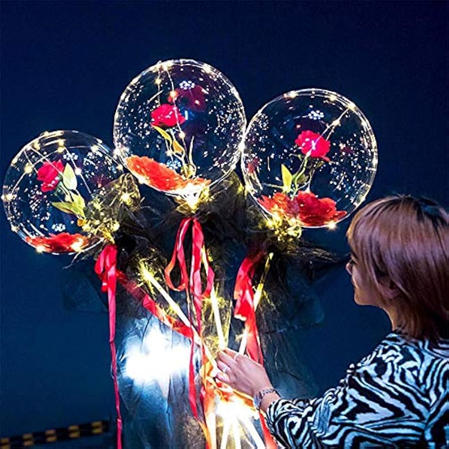ルミナスバルーン ローズブーケ フラワー 花束 造花 バラ バレンタインデー Amazon｜LEDルミナスバルーン ローズブーケ フラワー 花束 造花