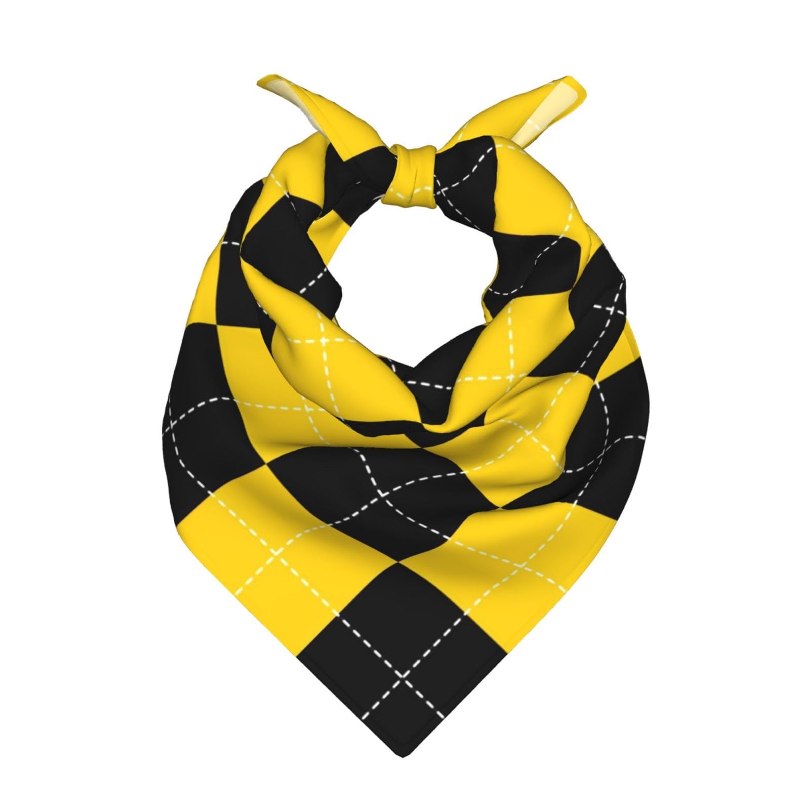 Poadnly Unisex As Picture Check Pattern Yellow And Black,Bandana Scarf For Men And Women - Stylish & Versatile Bandanas For Neck And Head Wear