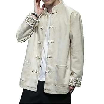 JXQXHCFS Red Chinese Style Men's Long-sleeved Jacket, Single