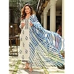 Pinkmint-Women-Kurta-Set-Printed-V-Neck-Stright-Kurta-Bottom-with-Dupatta-Set