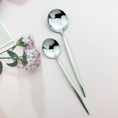 Miniatura 5 de JASHII Juego de cubiertos de 36 piezas, servicio para 6 cubiertos de acero inoxidable, utensilios para comer pulido espejo para boda en el hogar