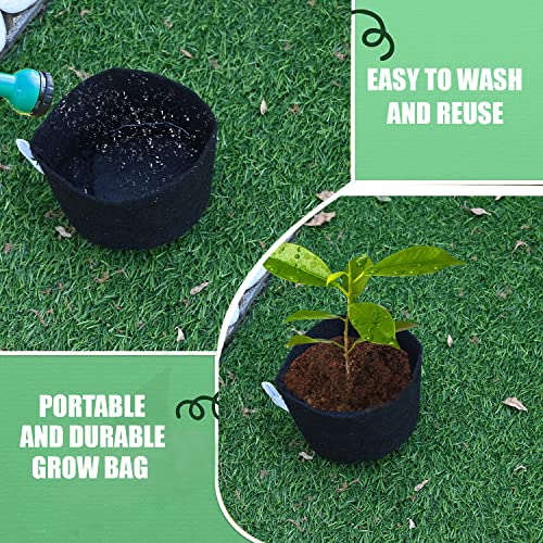 ORILEY Grow Bag Heavy Duty Geo Fabric Plant Pot Lightweight Bags Ideal for Gardening Balcony Terrace (Black, Round, 300 GSM 6 x 6 inch Pack of 5)