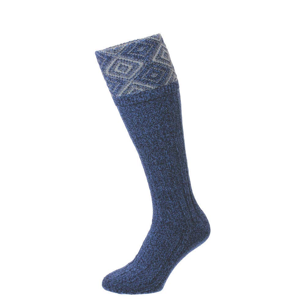 Bisley Duncliffe Diamond Texture Shooting Socks Blue