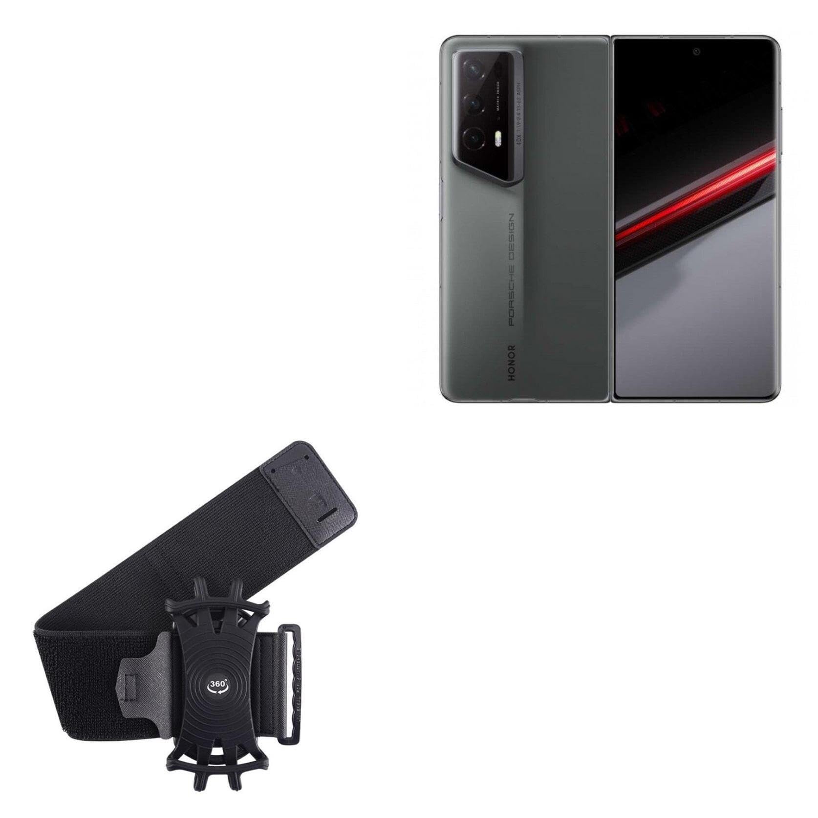 BoxWave Holster Compatible with Honor Magic V2 RSR Porsche Design - ActiveStretch Sport Armband, Adjustable Armband for Workout and Running - Jet Black