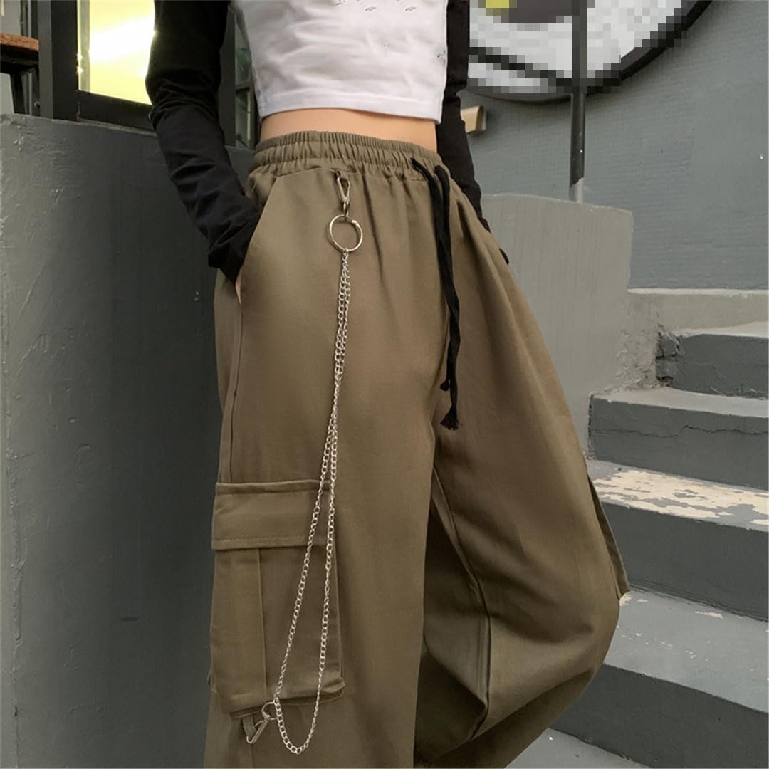 Vogrtcc Pantalones Rectos De Carga Al Aire Libre De Cintura Alta para Hombres Pantalones Casuales con Múltiples Bolsillos De Cintura Elástica