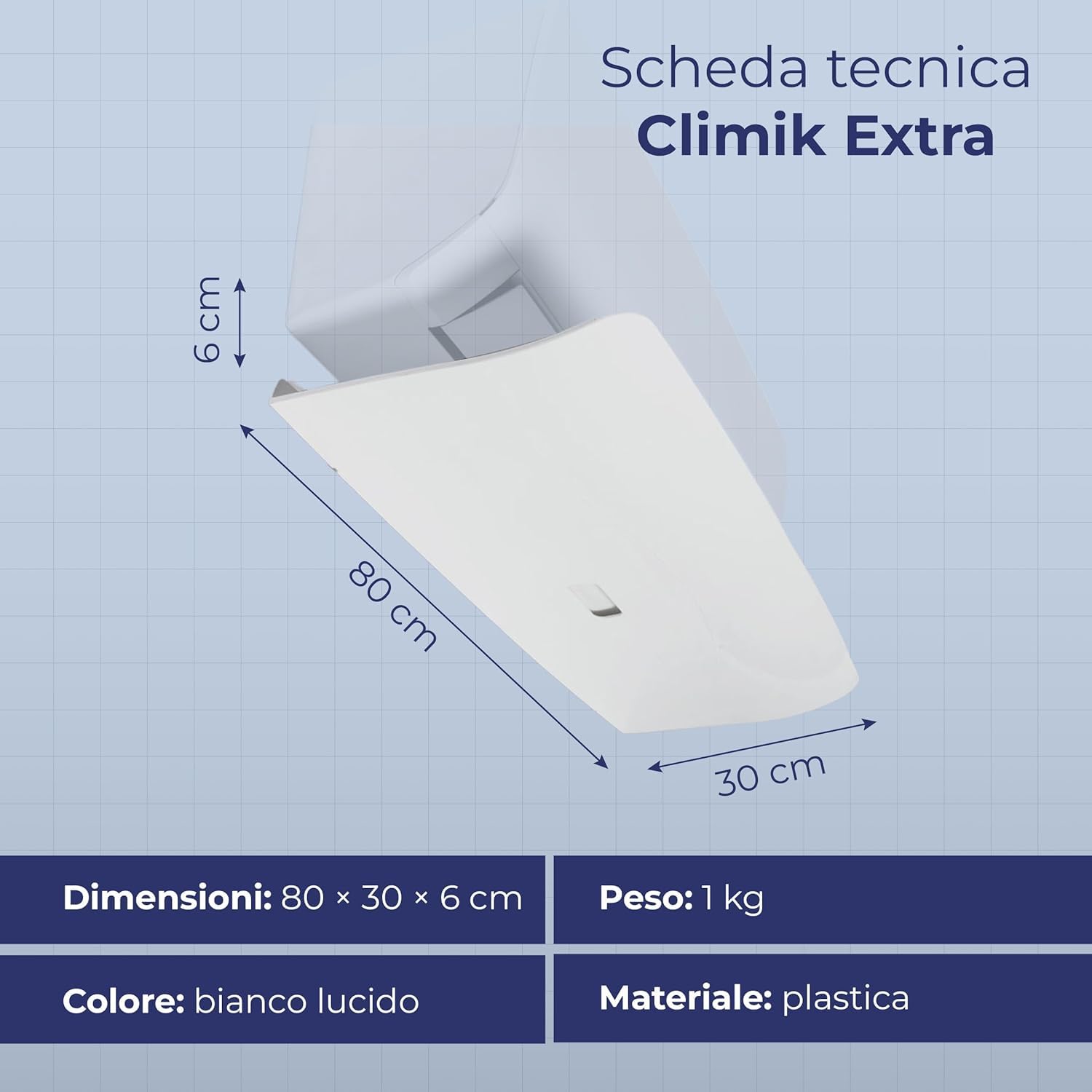 CLIMIK EXTRA, DEFLETTORE PROFESSIONALE PER CONDIZIONATORE & ARIA CONDIZIONATA, 80×30CM, ADATTO PER SPLIT, MADE IN ITALY, PROGETTATO PER DISTRIBUIRE L’ARIA ALL'INTERNO DELL'AMBIENTE DI CASA O LAVORO