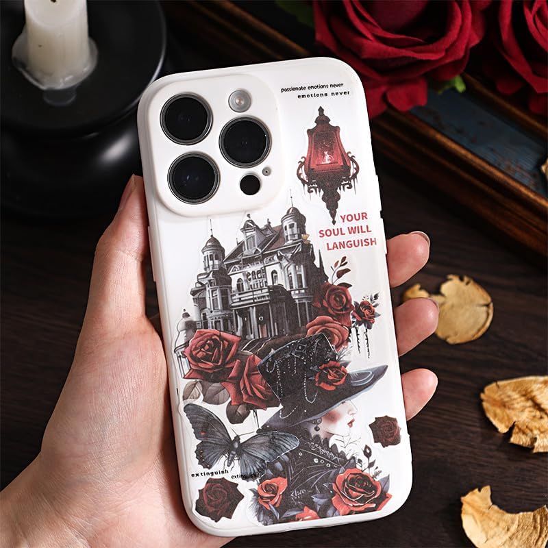 Bomichi 4 Different Goth Themes Sticker Pad,Vintage and Goth Aesthetic Washi Stickers Book, Die-Cut Sticker Book for Phone Scrapbook Junk Journal Collage DIY Crafts