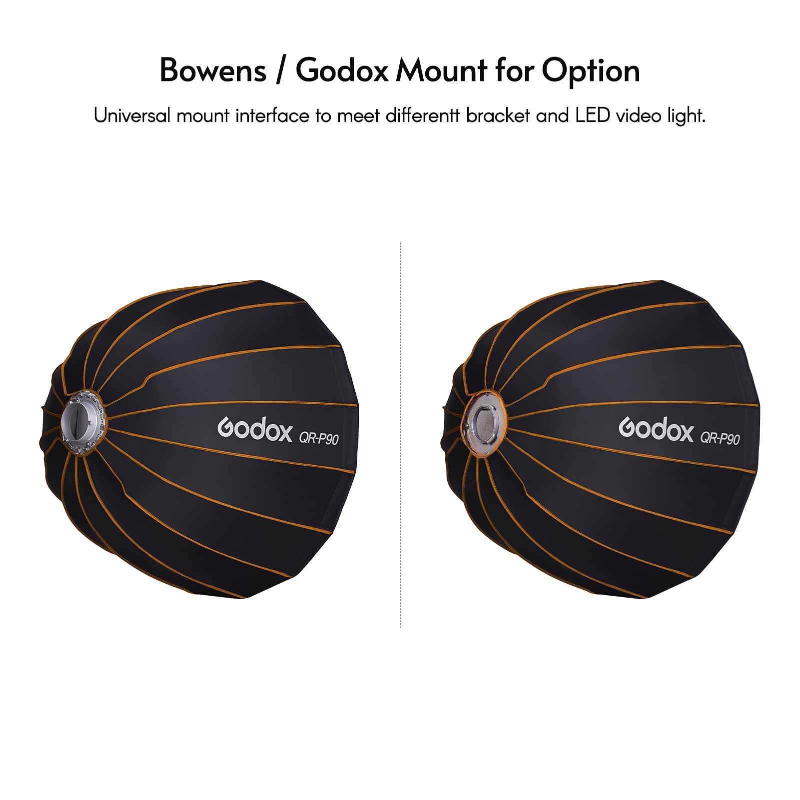GODOX QR-P90 Professional Parabolic Softbox 90cm Difusor Bowens Mount con Bolsa de Transporte para fotografía de Estudio