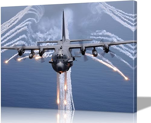 Decoración militar de avión AC-130, decoración de pared de cañón de aire, póster de aviación, arte de pared de aviación, póster de avión de