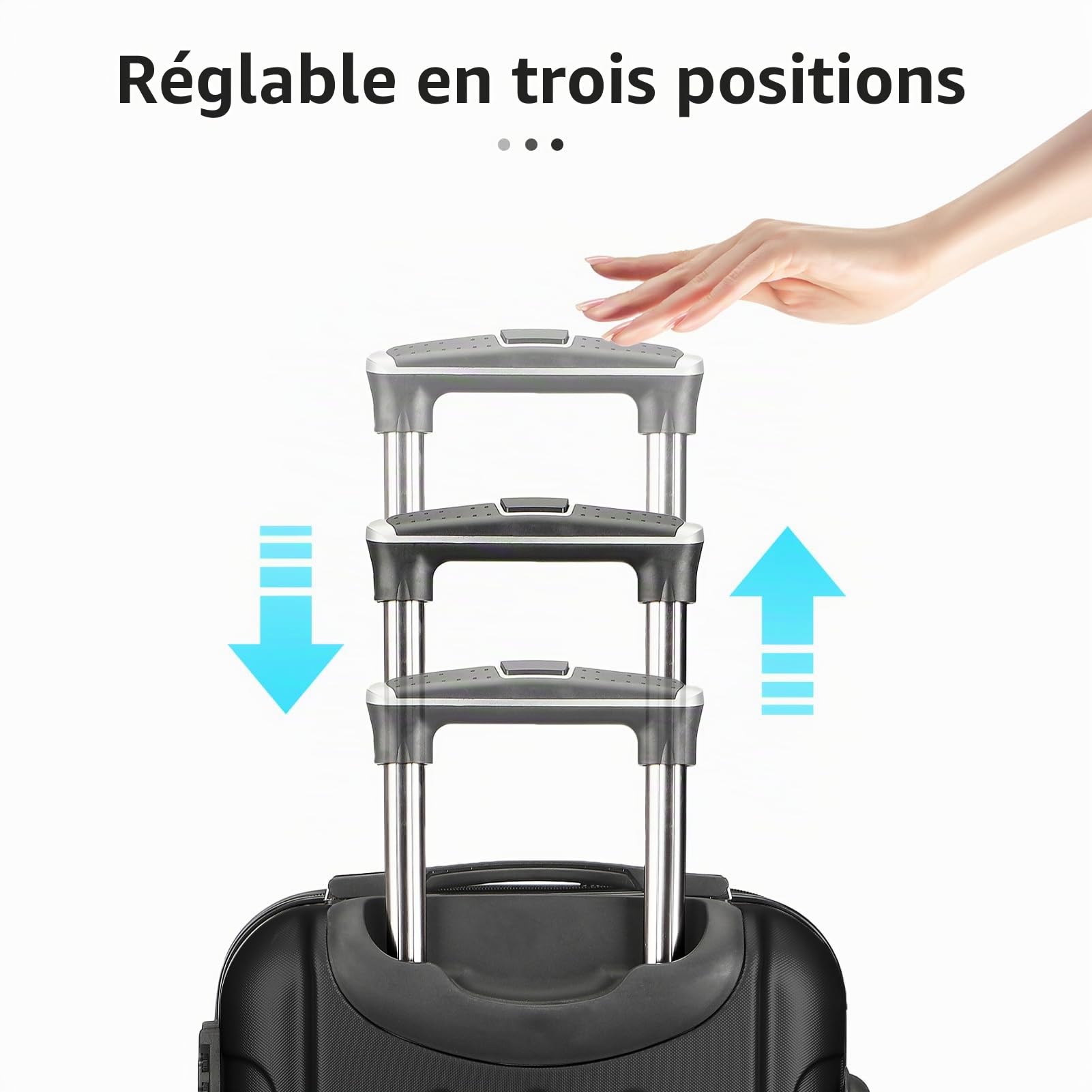 BRILVERDE Lot de 3 valises avec 4 roulettes et Serrure à Combinaison, Valise Rigide en ABS, Valise à roulettes, Valise de Voyage, poignée télescopique M-L-XL, Morden (Noir A)