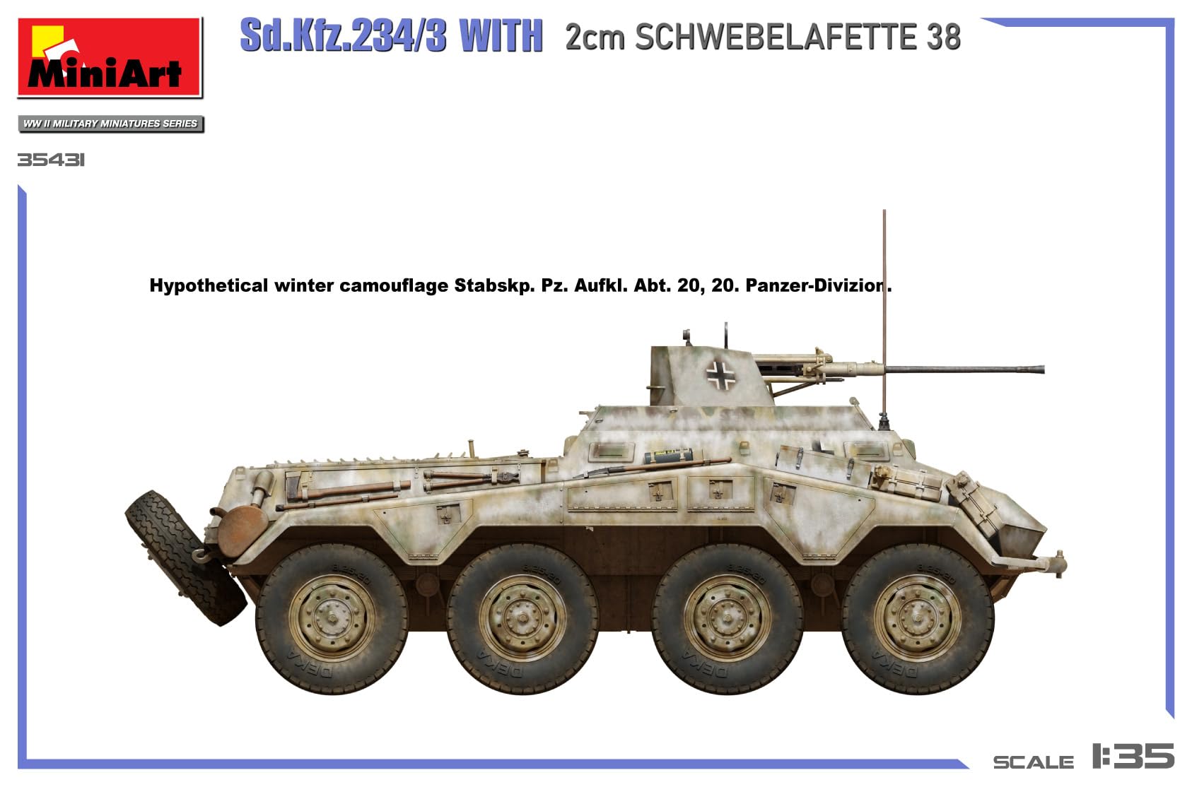 Miniart 35431 1:35 DT. SD.Kfz.234/3 2cm Lafette 38 - reproducción Fiel, modelismo, Kit de plástico, Manualidades, Hobby, Pegar, maquetas, Montar