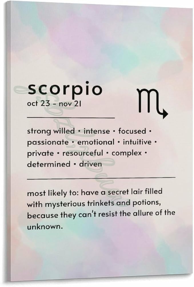 Scorpio Zodiac Constellations Posters Canvas Painting Wall Art Poster for Bedroom Living Room Decor 12x18inch(30x45cm) Frame-style