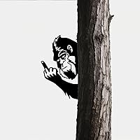 REHITAY Funny Peek-a-Boo Bigfoot Flipping Off Metal Sign - Rustic Garden Fence Farmhouse Outdoor Decor 7.5x11.8in