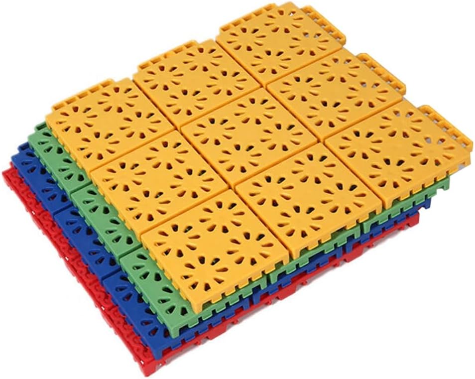 25cm Modular Interlocking Floor Tiles with Drainage Holes, Durable Splicing Sports Flooring,Multifunctional Outdoor Waterproof Flooring Tile,Grey-16PCS,Grey-16PCS