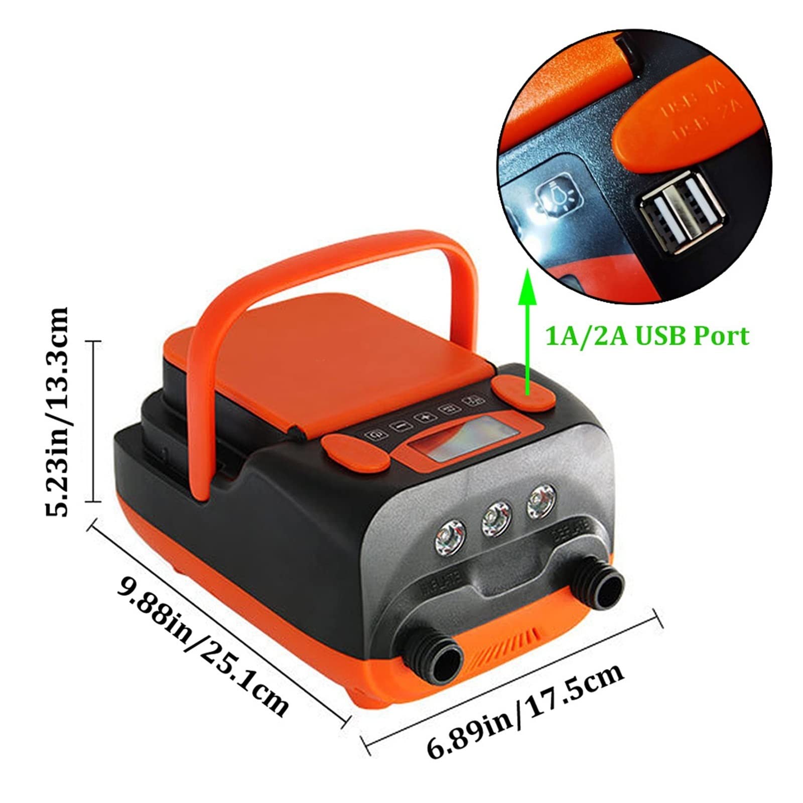 Bomba de Aire eléctrica HT-790, Recargable, 6000 mAh, desinflable, para Sup, DC12 V, 110 W, para Tabla de Remo, Bote Inflable, Kayak, para Bote Inflable y Tabla de Remo