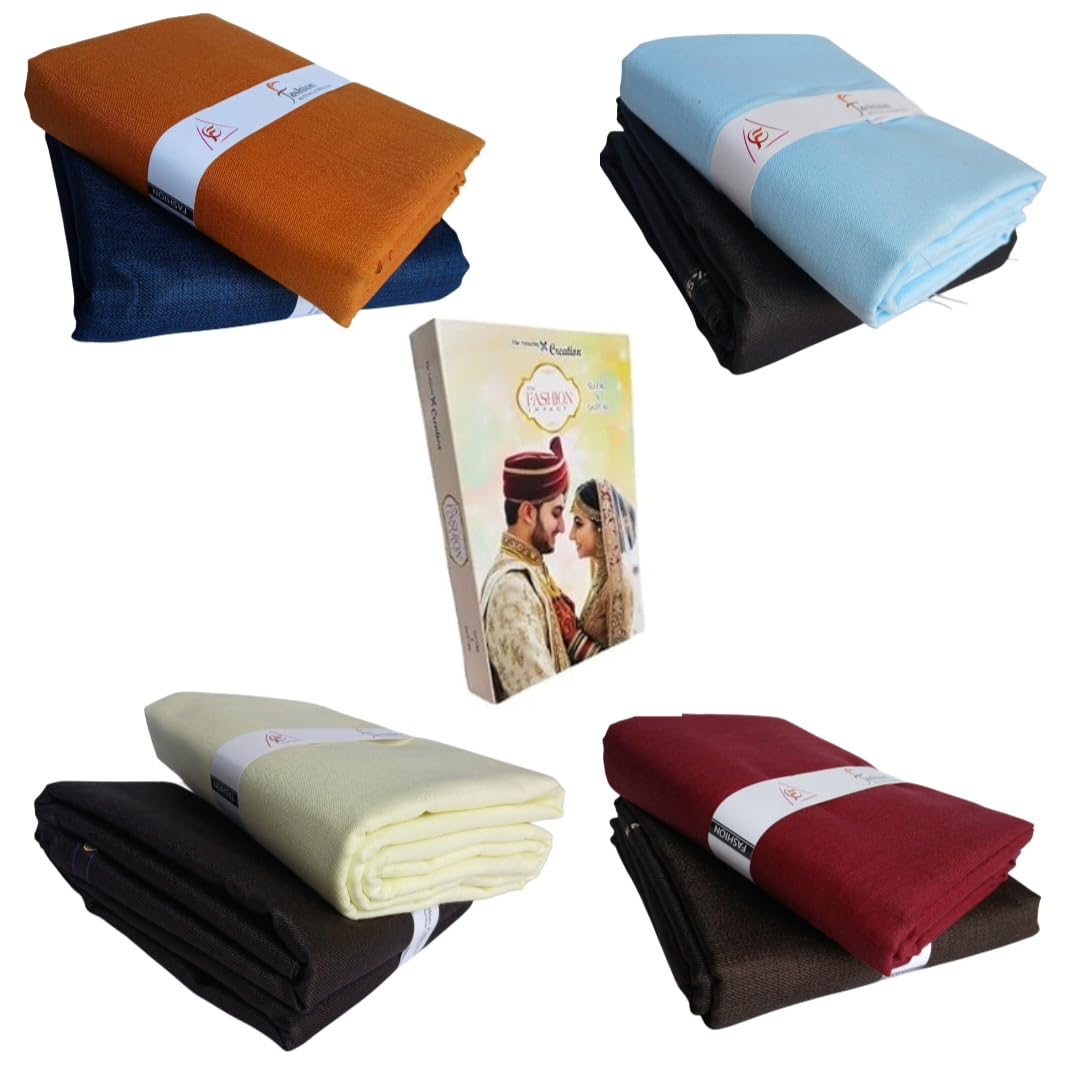 its' fashion impact Unstitched Shirt & Trouser Fabric - 2.25m Shirt Piece - 1.20m Pant Material (Pack of 4 combo set, Random Designs)-picture-53