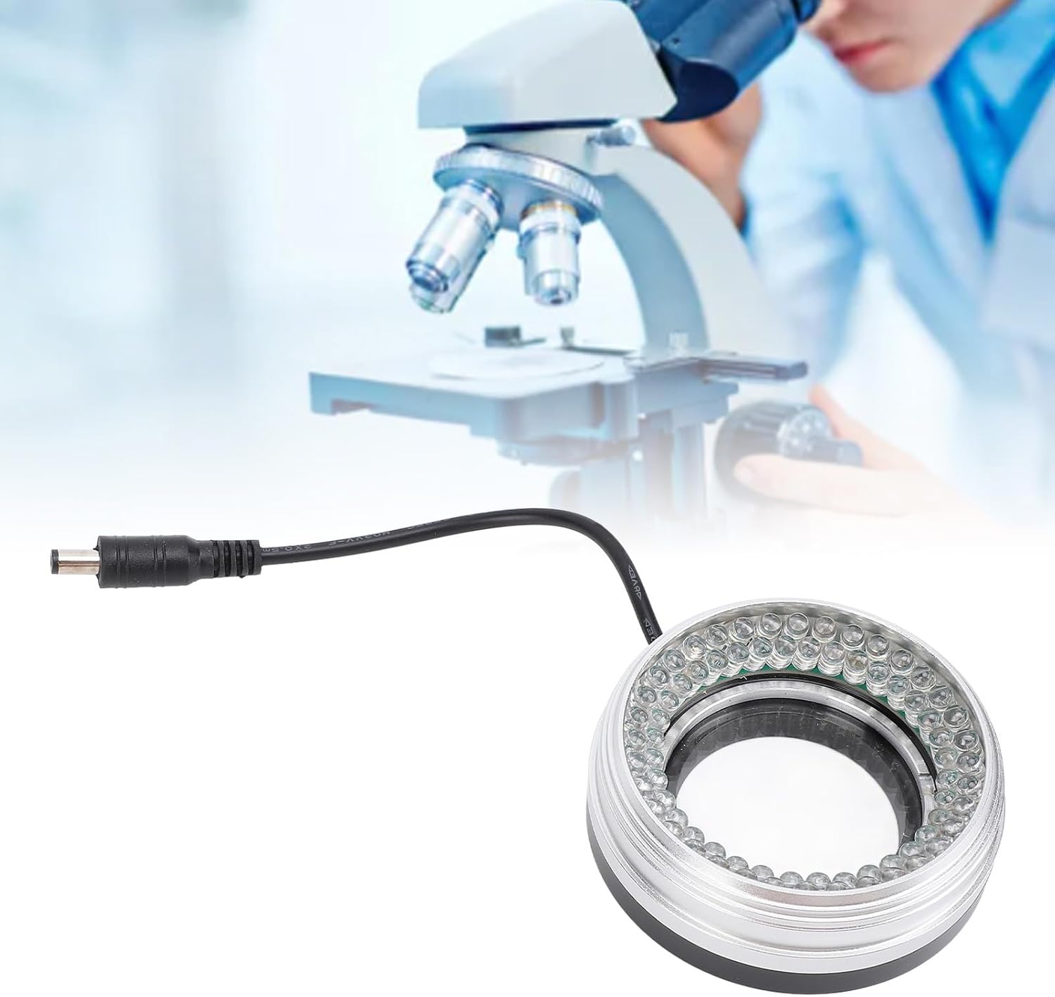 LED Light for Microscopes, 72 LED Beads, Adjustable Brightness, 6500K White Light, 50mm Inner Diameter, Energy Efficient Lighting for Stereo Microscopes