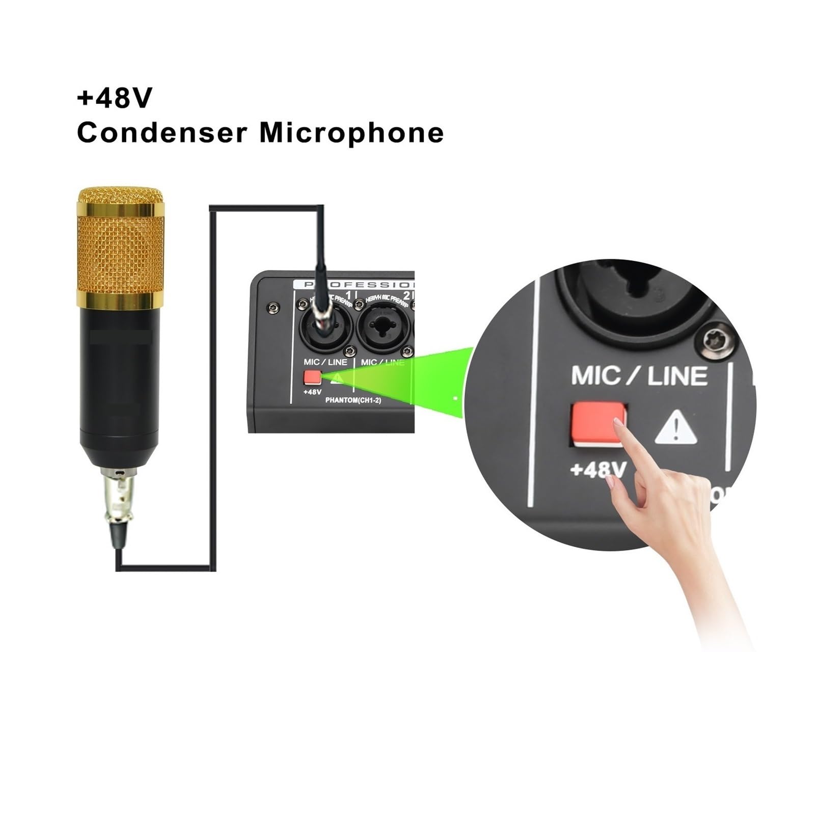 Audiomixer, 8-Kanal-DJ-Sound-Mischpult 24 DSP-Effekt-Audio-Mixer PC USB-Wiedergabe Aufnahme 48V Contoller Mischpult A8 für Studio-Karaoke