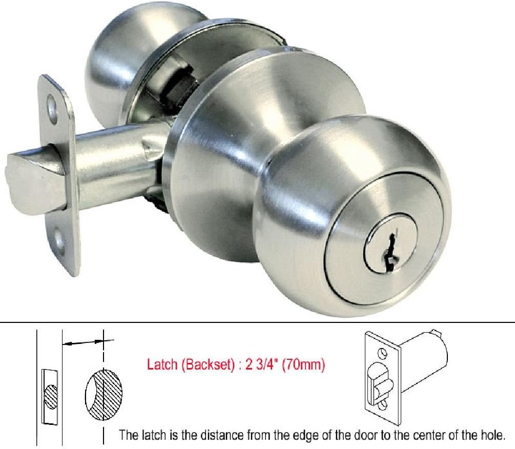 Storeroom Satin Nickel Entrance Entry Keyed Round Knob Door