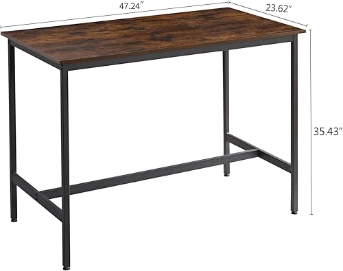 Miniatura 6 de Juego de mesa y sillas de bar para 4, 5 piezas de madera industrial para cocina, mesa de comedor de altura con 4 sillas tapizadas de poliuretano con