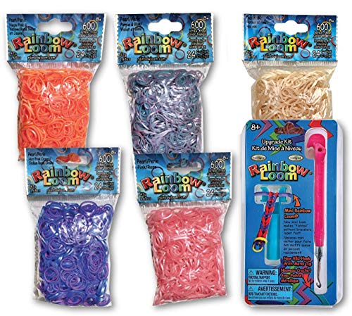 Rainbow Loom 3000+ Authentic Rubber Band Collection (Pearl) + Bonus Metal Hook, Long Lasting Bands