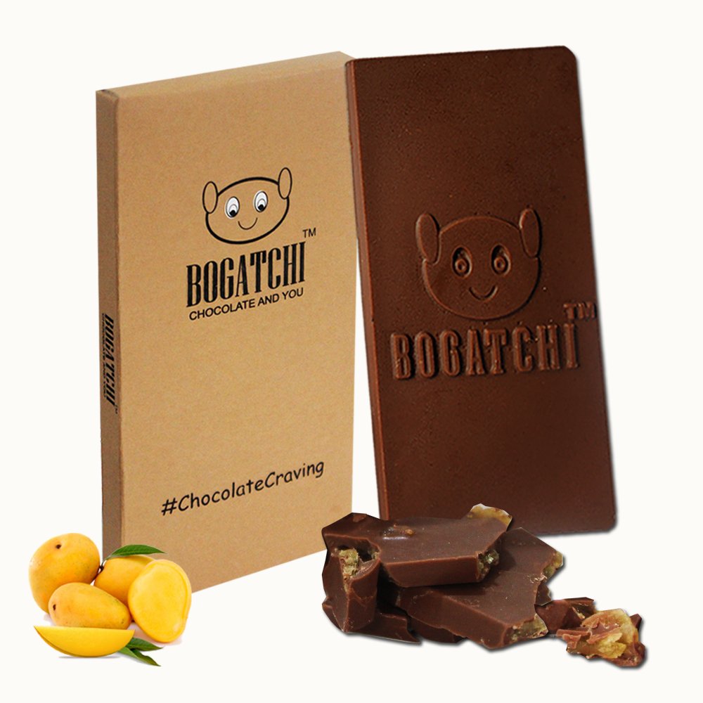 BOGATCHI Mango MANZA, 30% Dark Chocolate with Goodness Mango Fruit, 1 Piece, Chocolate BAR, 80g
