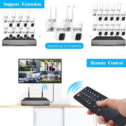 Miniatura 6 de Auto-seguimiento y audio de 2 vías PTZ WiFi Sistema de cámara de seguridad al aire libre Pan 5MP Sistema de cámaras inalámbricas 10 canales NVR