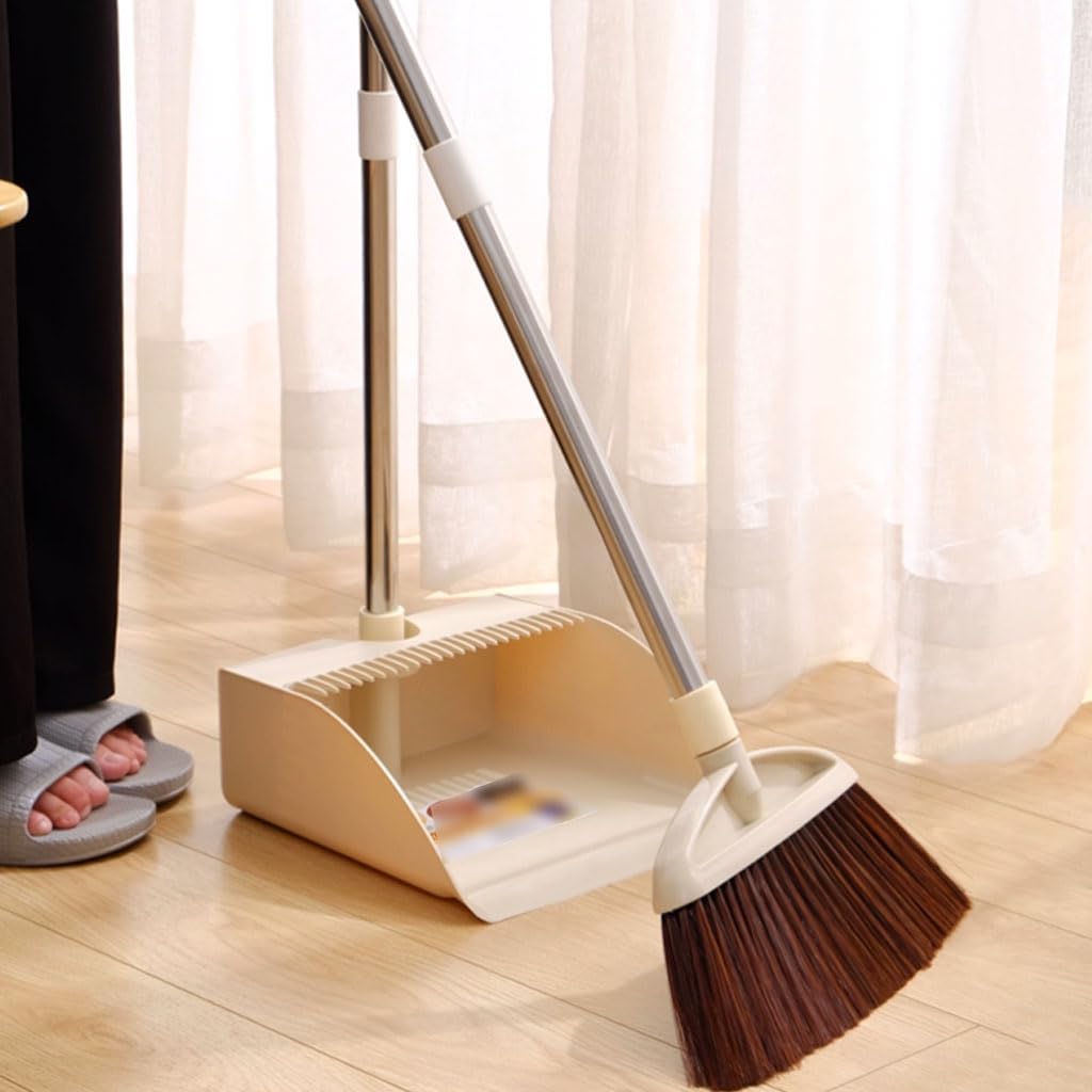 Moderno Juego de Escoba y recogedor de pie, Escoba Interior con recogedor, autolimpieza con Dientes para recogedor Conveniente
