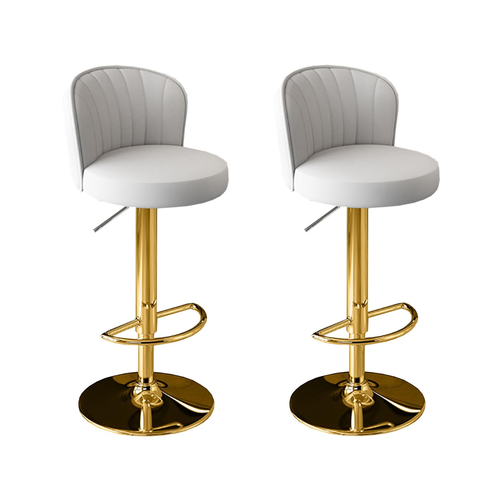 Muolvsq Beige Gold Feet Swivel Counter Bar Stools -Adjustable Leather Swivel Barstools-With Back And Footrest Counter Height Bar Stool For Island/Pub/Kitchen(,2Pcs)