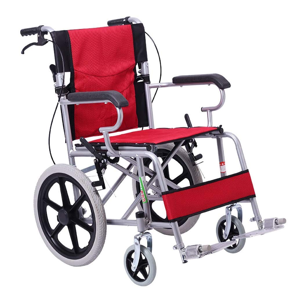 Silla de Ruedas Autopropulsable,Silla de Ruedas Silla de Viaje Portátil Discapacitados Ancianos Silla de Ruedas Manual Ligera/Red