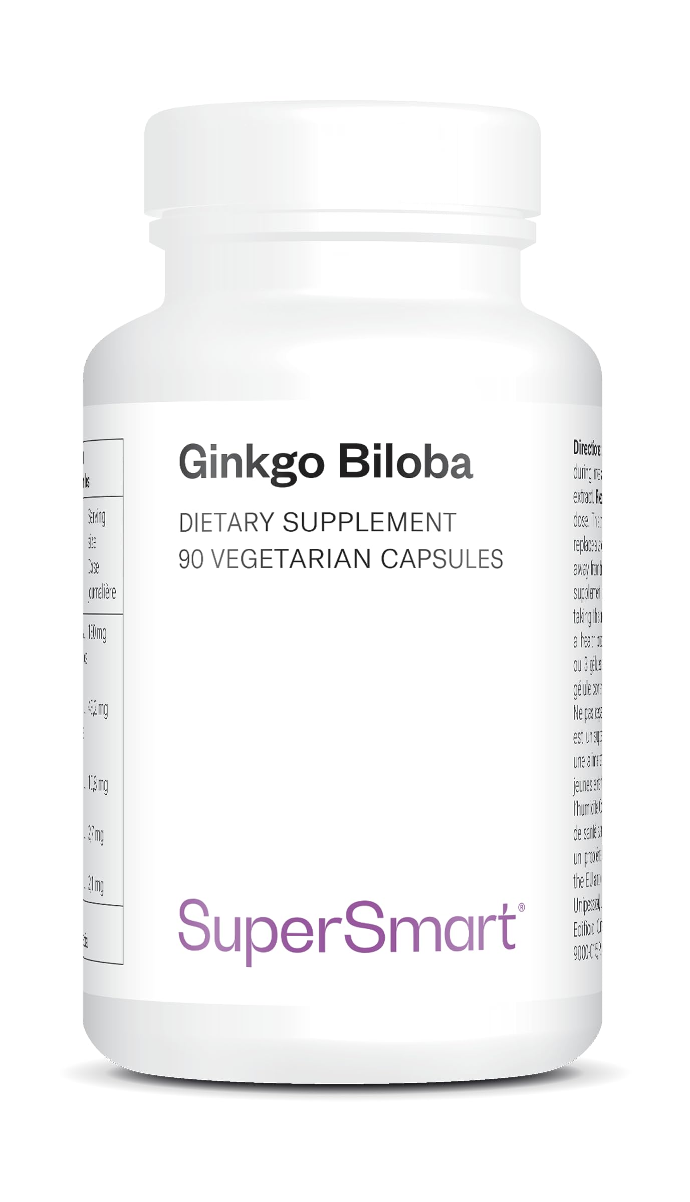 Ginkgo Biloba - Elevato contenuto 100% naturale - Stimola la memoria e le funzioni cognitive - Migliora le prestazioni e la reattività del cervello - 100% vegano e senza glutine - Supersmart