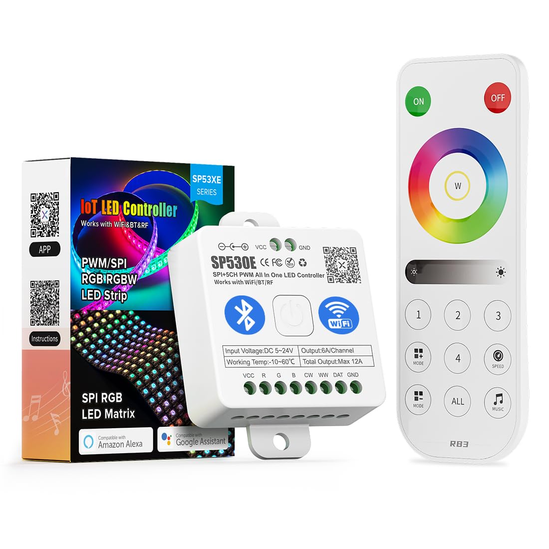 BTF-LIGHTING 4 Zones 2.4GHz RF Remote RB3 & SP530E WiFi Bluetooth Controllers Kit Support FCOB COB SMD PWM or SPI RGB RGBW LED Strip WS2811 WS2812B WS2814 WS2815 SK6812 IC etc DC5V DC12V DC24V-image-47