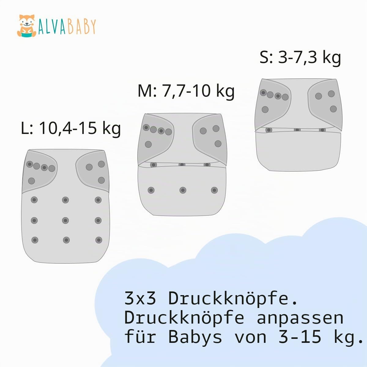 ALVABABY 6 Pack Tasche waschbar Verstellbare Stoffwindeln Windeln + 12 Einsätze 6BM98-DE