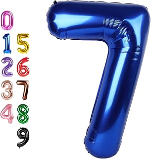 Balloon Numbers 40 Inch, 7 Balloons for Birthday Party, Navy Blue Number Balloons for 7, 17, 27 Game Competition Wedding Anniversaries Party