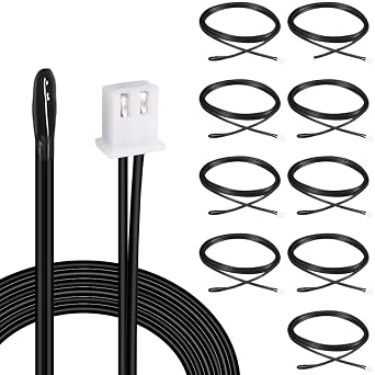 DAOKAI10K Temperature Sensor Testing, Waterproof NTC 10K 3950 Thermistor 1m Extension Cable, High Sensitivity Temperature Sensor Digital Temperature Transmitter-10pcs