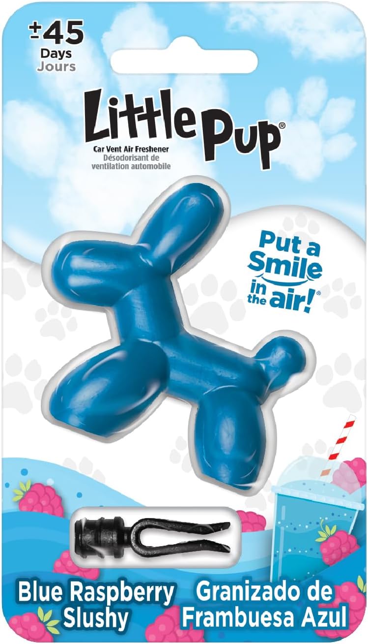 Little Pup 96613 Blue Raspberry Slushy Scent Car Air Freshener Clip Provides Long-Lasting Freshness in a Compact Design, Fights Odors for up to 45 Days, Cute Car Odor Eliminator, Non-Toxic, Pack of 1