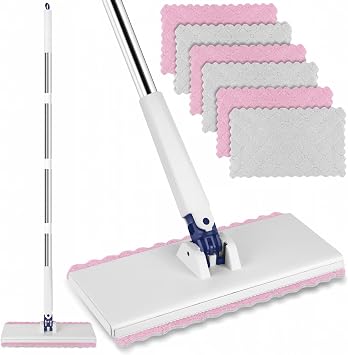 Snap Grip Mini Mop with 6 Washable Pads, Zero-Touch Flat Floor Mop for Wall