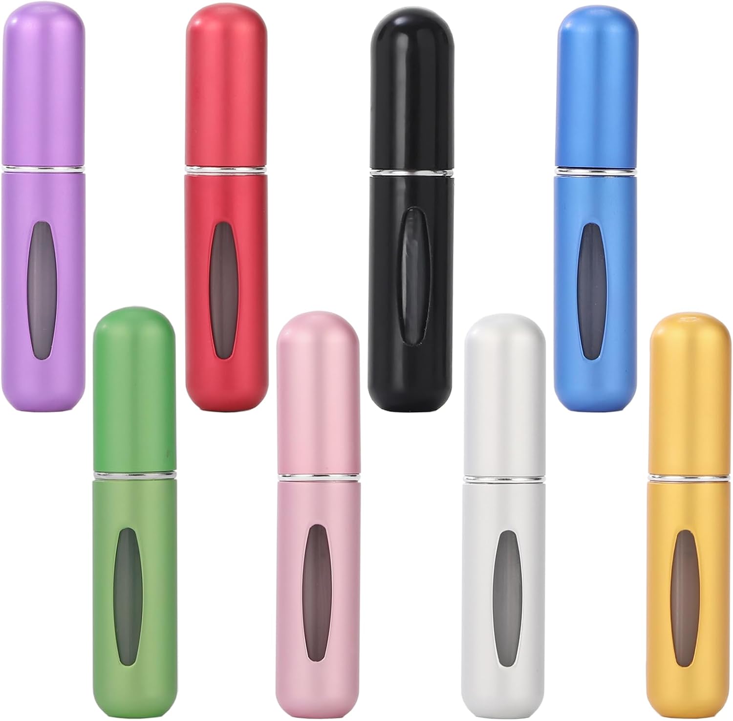 8 sztuk, 5 ml, rozpylacz do perfum, do wielokrotnego napełniania, z okienkiem, przenośny rozpylacz perfum do podróży, na okazje biznesowe (8 kolorów)