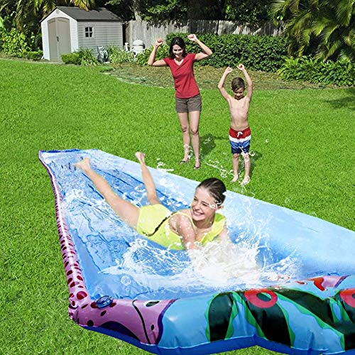 Túnel De Agua Tobogán De Velocidad Explosiva, Tobogán Acuático Para Niños, Toboganes De Agua Para Piscinas Pista Deslizante Infantil Juegos De Piscina En El Patio Trasero De Verano, 600cmx103cm
