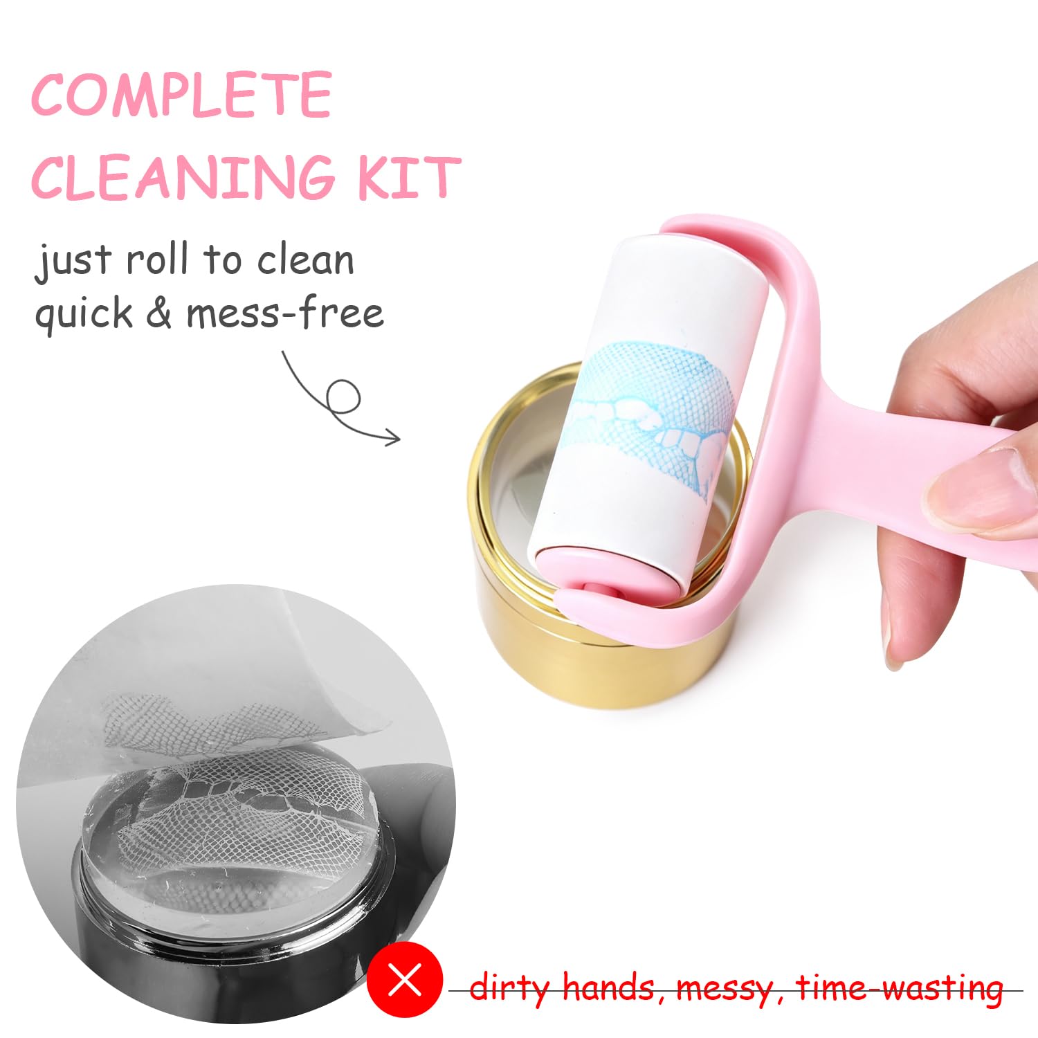 Mini Nail Stamper Cleaner Roller Kit with 2 Refills image 3