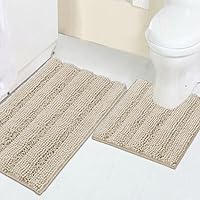 Vista 92 de Turquoize Alfombras de Baño Chenille Peludas Alfombra de Baño Antideslizante Gruesas Alfombras de Baño Peludas para Baño Chenille Juego de Alfombra