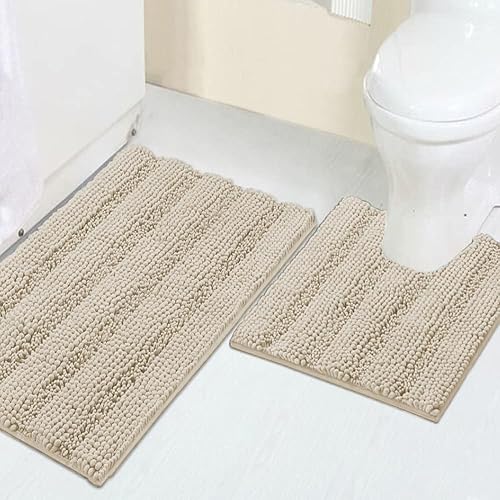 Miniatura 91 de Turquoize Tapetes de baño de felpilla, lanudos, antideslizantes, extrasuave y absorbente, 24 x 36 pulgadas, color marfil Marfil,Paloma,Salvia,Azul