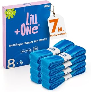 LillOne 8 Extra Long 7-Ply Nappy Container Refills - Compatible with Angelcare Tommee Tippee Twist & Click Simplee Tec LitterLocker Littycat Spross - Pack of 8 Refills