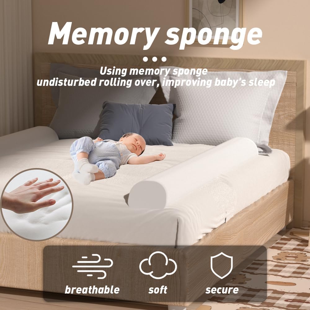 Safety Bed Guard Rail for Toddlers, 40D Memory Foam 100% Cotton Widened Washable Cover, Fall Protection for Kids, Adults and Seniors