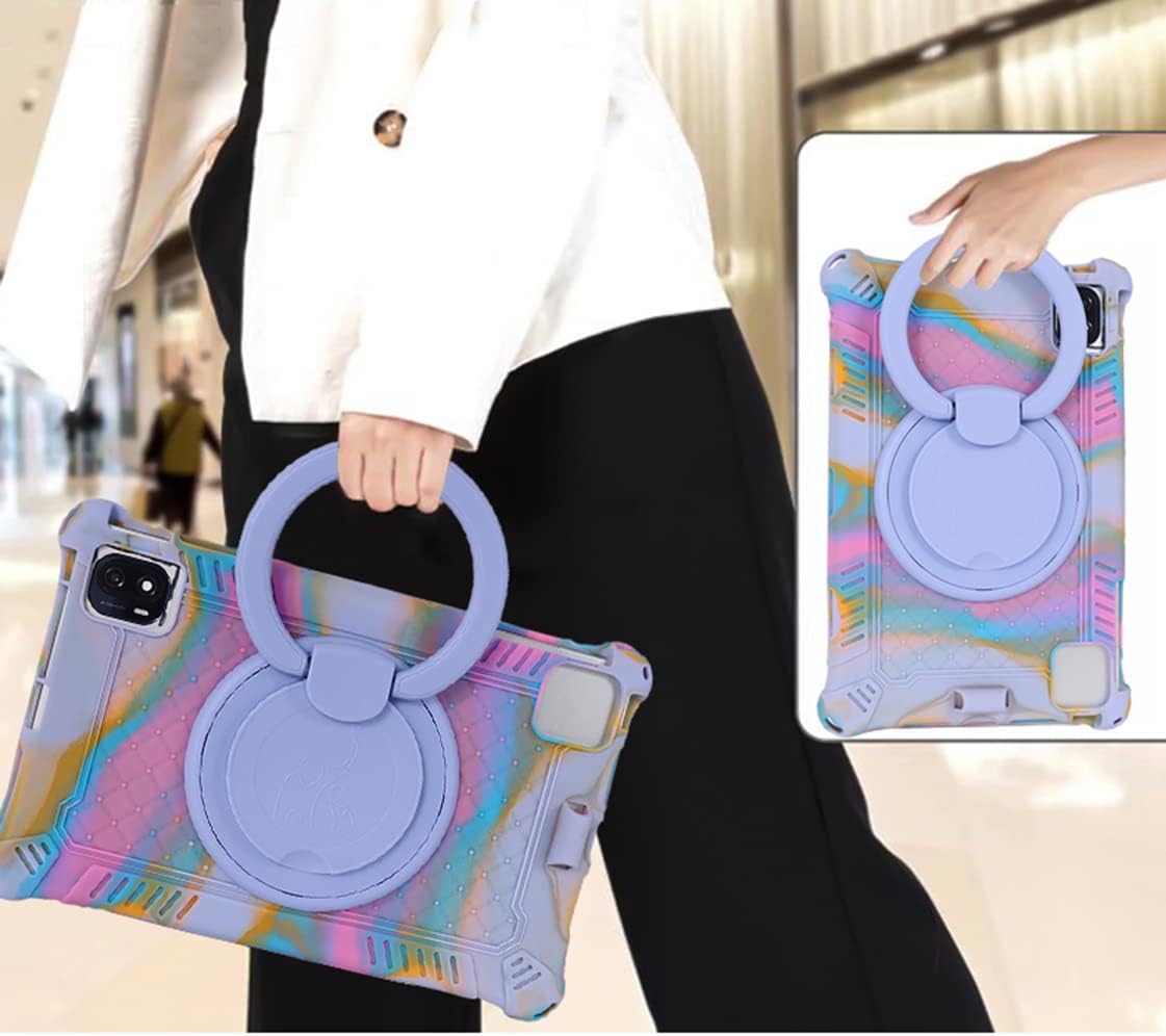 Person holding a tablet with the case using the hand strap